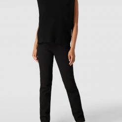 Brax Jeans Mit Label-Patch Aus Leder Modell 'Carola' - Schwarz